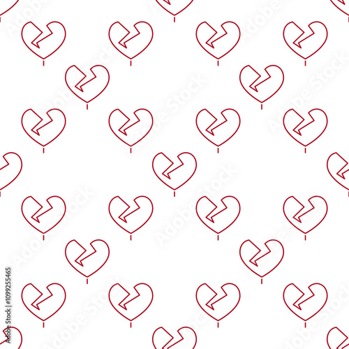 Heartbreak vector Love Lost seamless pattern or Sadness background in line style