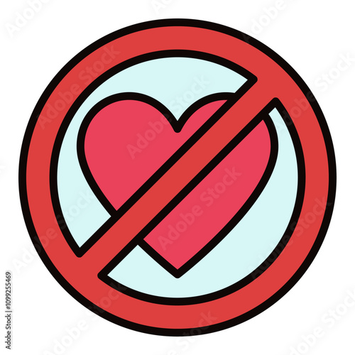 Love Forbidden - Broken Heart Ban vector colored icon or logo