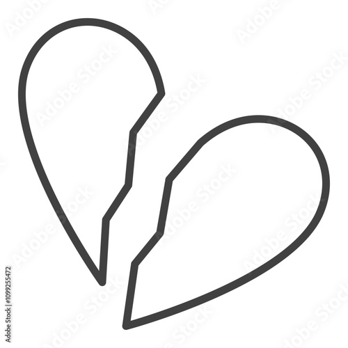 Heartbreak vector Love Betrayal icon or minimalistic sign