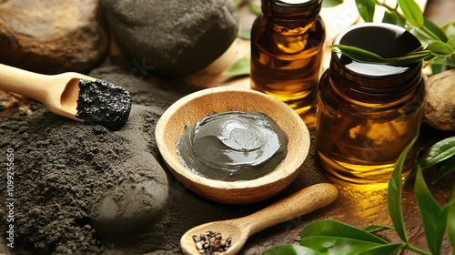 A spa featuring detoxifying treatments with natural clay masks and oils. photo