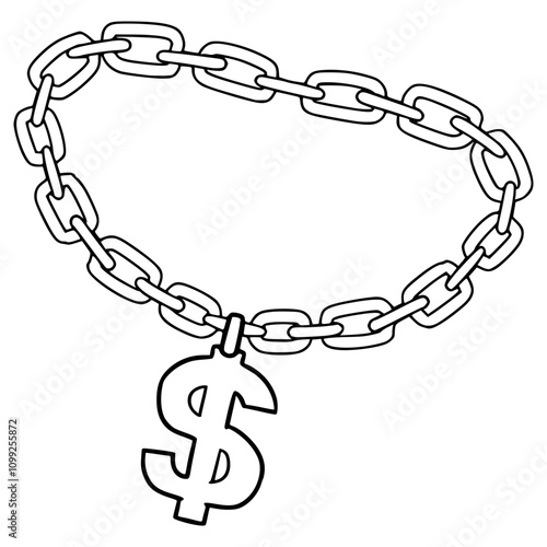 gold chain illustration hand drawn outline vector