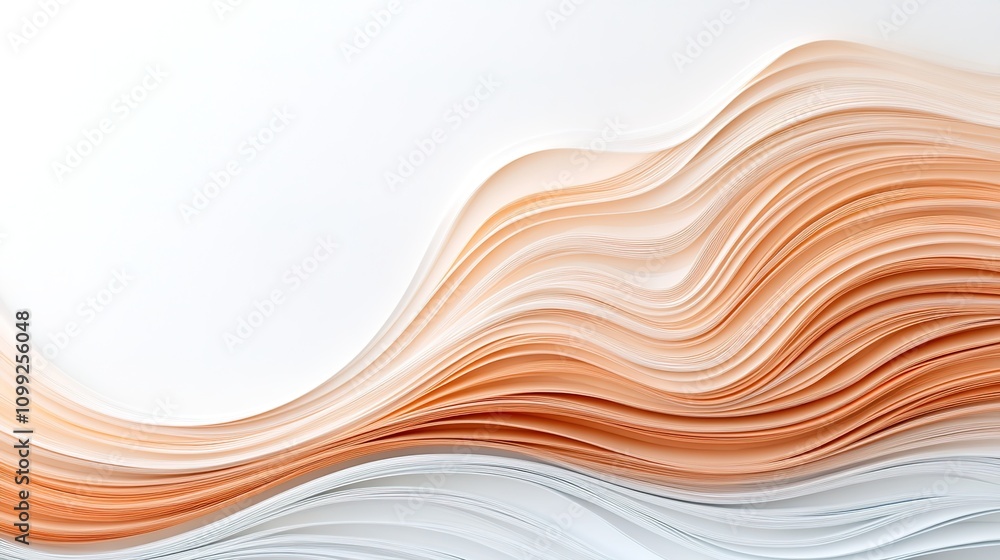 Obraz premium Abstract Background with Fluid Lines in Soft Peach and White Tones Creating a Serene and Elegant Atmosphere for Design and Creativity Needs