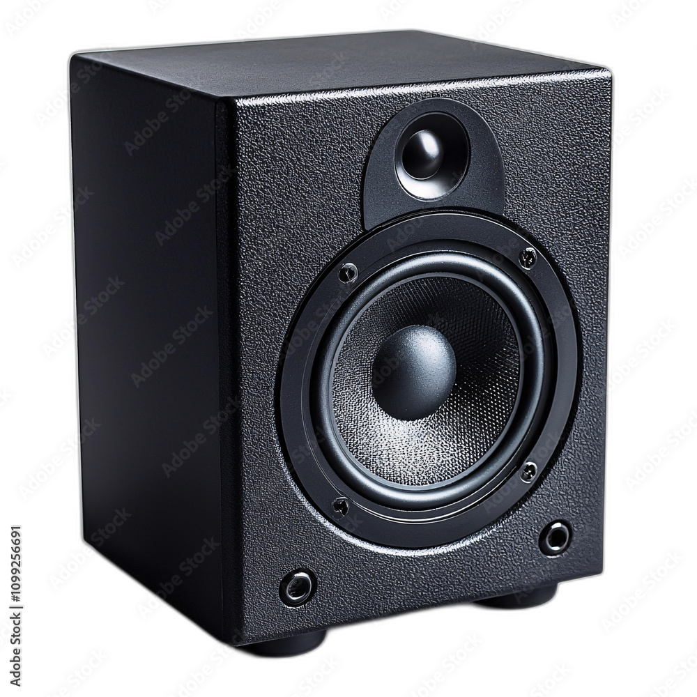 Fototapeta premium Black Studio Monitor Speaker on Black Background Illustration on transparent & white background, isolate PNG