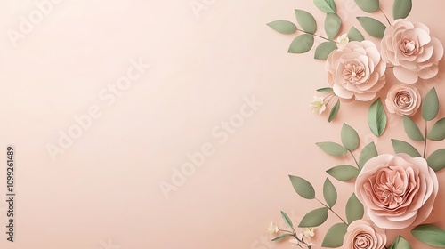 Elegant pink roses on soft pastel background. Pastel Mockup Aesthetic Minimalist Design Essentials