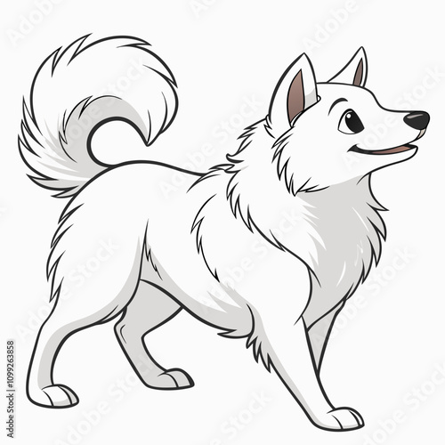  Cute and charming American Eskimo dog vector art illustration, perfect for pet-inspired designs, prints, and creative projects.