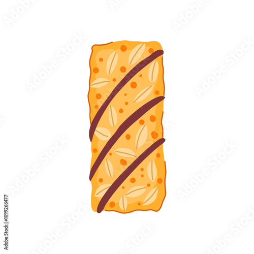 crunchy granola bar cartoon. delicious fiber, gluten free, vegan almond crunchy granola bar sign. isolated symbol vector illustration