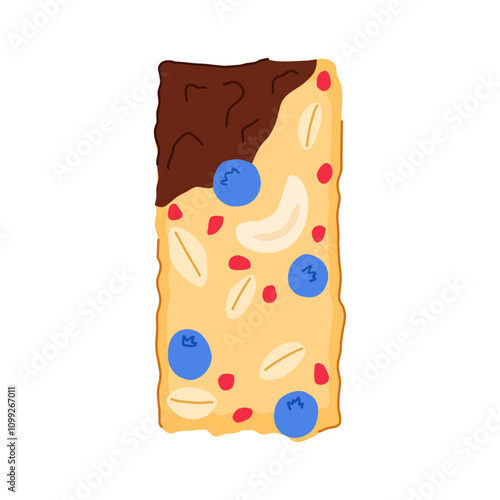 delicious granola bar cartoon. fiber gluten, free vegan, almond coconut delicious granola bar sign. isolated symbol vector illustration