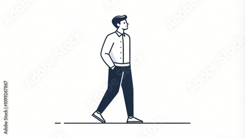 Cartoon man, working in the office, vector illustration