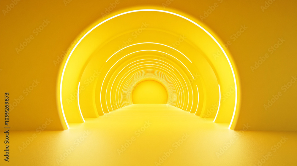 Fototapeta premium yellow corridor, yellow tunnel