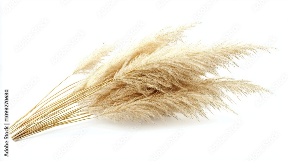 Fototapeta premium Close-up of white pampas grass against a white background
