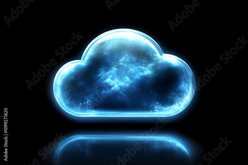 Luminous Cloud Computing: Abstract Digital Network and Data Storage Concept