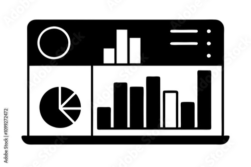 Data Analytics Dashboard | isolated silhouette vector illustration on white background