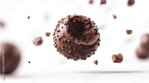 Delicious Chocolate Truffle, Isolated on White Background, Dark Chocolate Dessert Delight photo