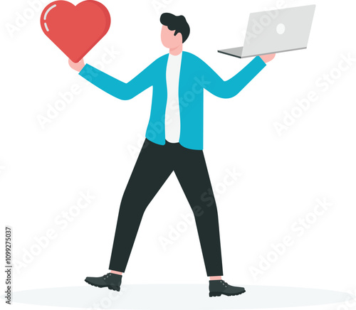 Making a decision between a high paid job or a passionate job, choosing a career path or work direction, or the best choice for a work life concept. Businessman hold career choices on both hands for m