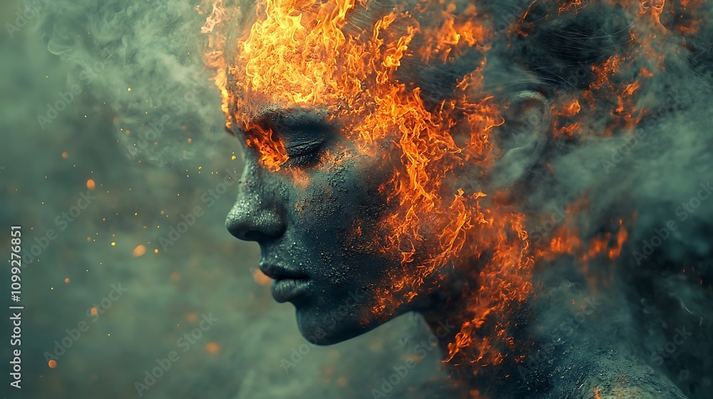Fototapeta premium A dramatic photo showing the negative states of mind: anger, fear, and disappointment 