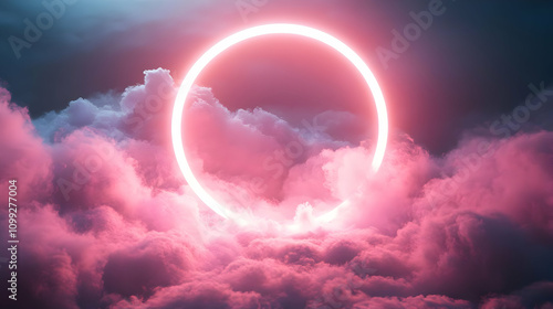 Pink Neon Circle Cloud Abstract Background