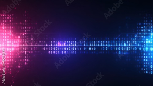 Wallpaper Mural A vibrant digital display featuring binary code in pink and blue hues, representing technology and data visualization. Torontodigital.ca