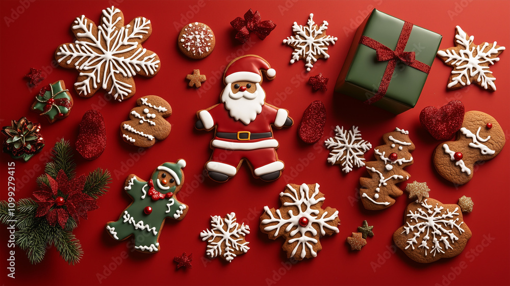Obraz premium サンタのジンジャーブレッドクッキー