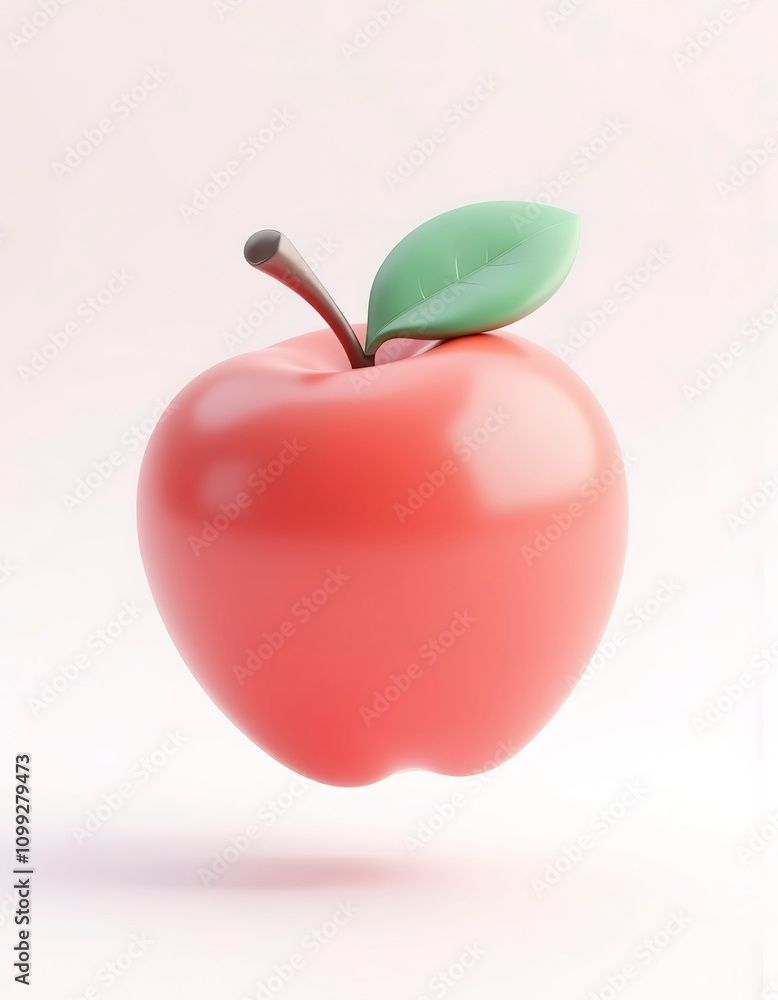 Obraz premium Realistic cartoon 3D Render of a Fresh red Apple Isolated on White Background 