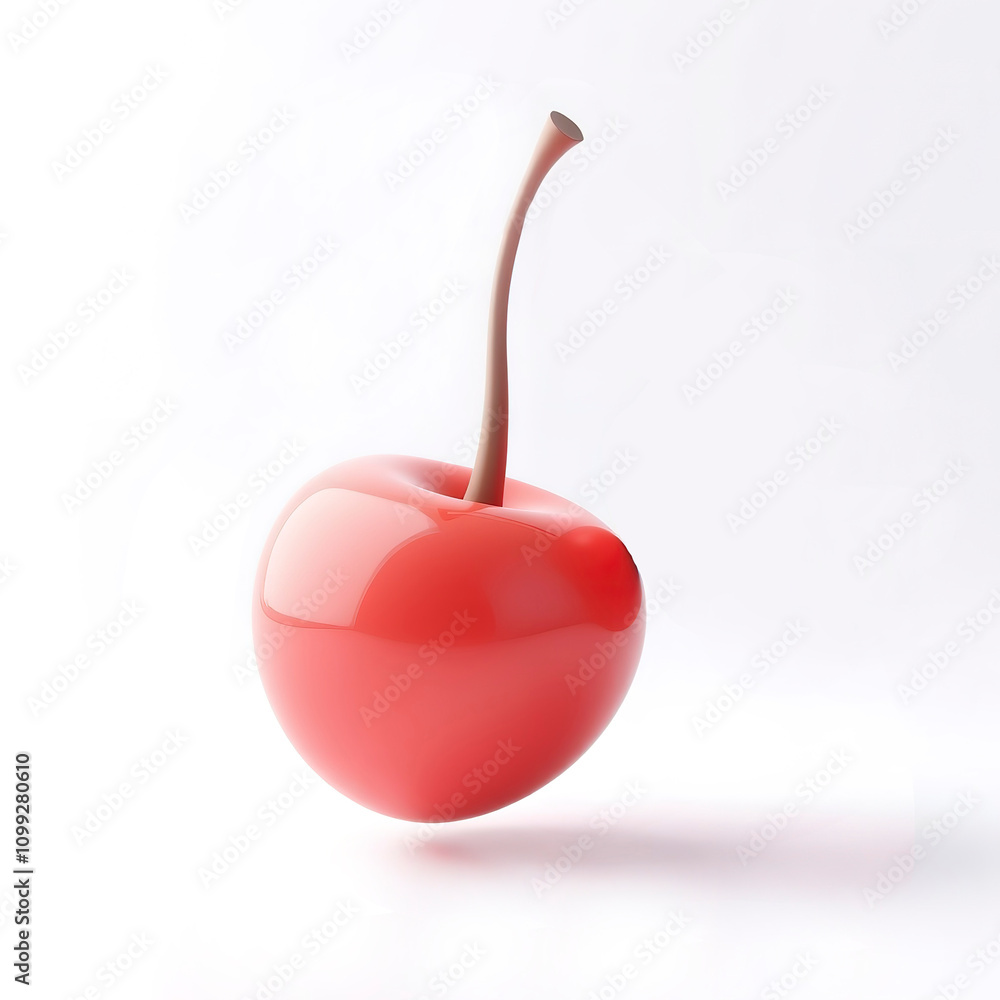 Obraz premium Realistic cartoon 3D Render of a Fresh red cherry Isolated on White Background 