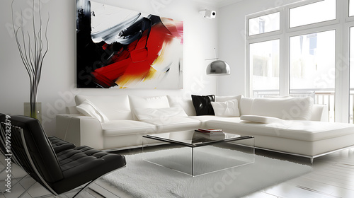 modern  dacorated room with a painting  photo