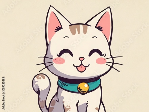 50s Retro Vintage Poster with a Cute Smiling Cat Character photo