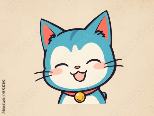 50s Retro Vintage Poster with a Cute Smiling Cat Character photo