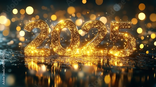 Happy New Year 2025 Gold Lettering

 photo