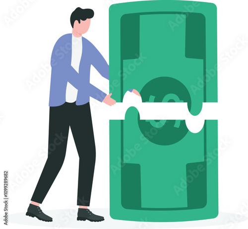 Business joint venture, collaboration between two or more businesses to pursue a specific project or objective, fundraising concept, Two businessmans connect jigsaw puzzles of banknote.

