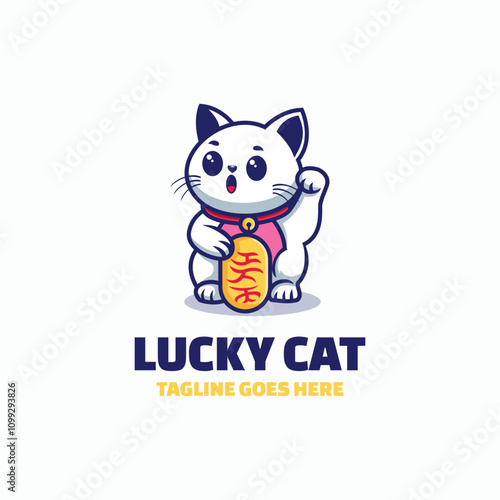 Lucky Cat Simple Mascot Logo photo