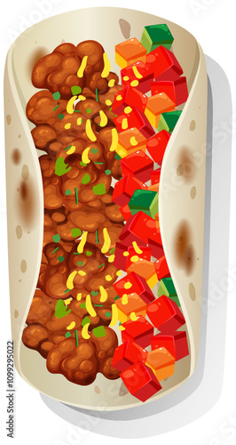 Delicious Mexican Burrito Illustration