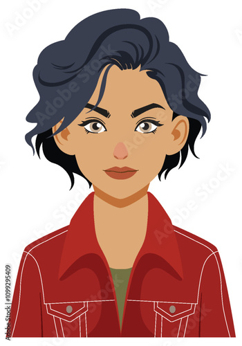 Confident Woman in Red Jacket