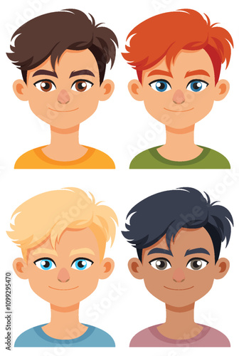 Diverse Boys Vector Illustration