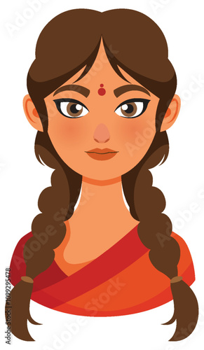 Traditional Indian Woman Illustration
