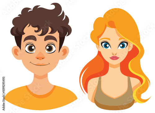Smiling Man and Woman Illustration