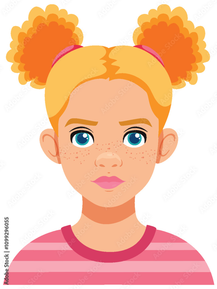 Obraz premium Young Girl with Pigtails
