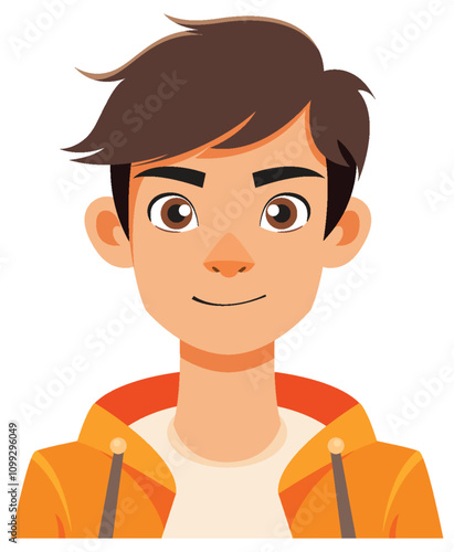 Smiling Young Man in Orange Jacket