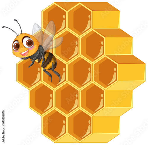 Happy Bee on Honeycomb