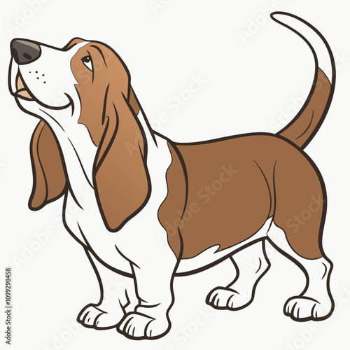 Adorable Basset Hound vector illustration, perfect for designs, prints, and digital projects.