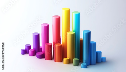 Free Download Highdetail 3D bar and line graphs with gradient colors, set on a pristine white background, futuristic presentationready - GFXLoad