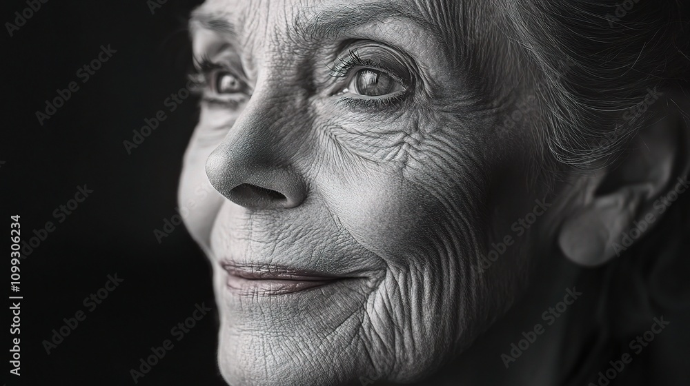 Obraz premium Graceful Elderly Woman Portrait in Fine Detail and Soft Light