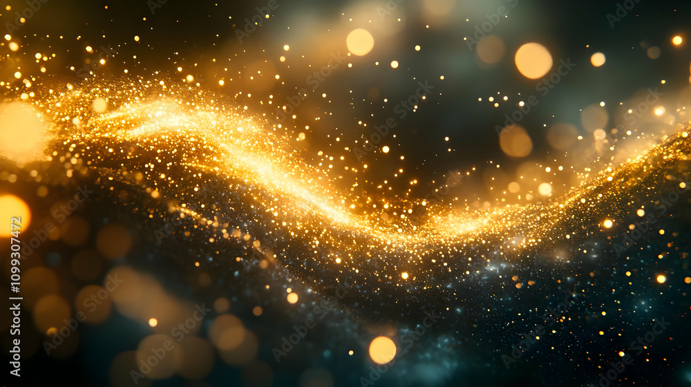 Fototapeta premium Golden Sparkles Abstract Background Illustration