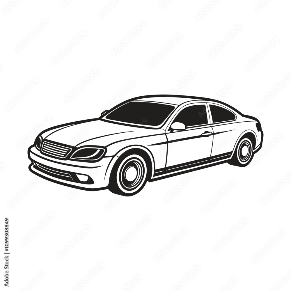 Fototapeta premium Car Silhouette Vector Illustration Featuring Various Automotive Designs