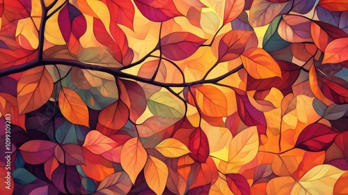 Wallpaper Mural Vibrant Autumn Leaves: A Close-Up View of Nature's Palette Torontodigital.ca