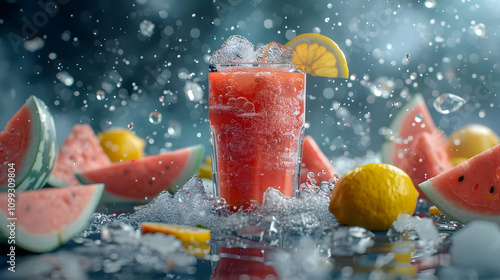 Refreshing Watermelon Lemonade Drink 3D Illustration