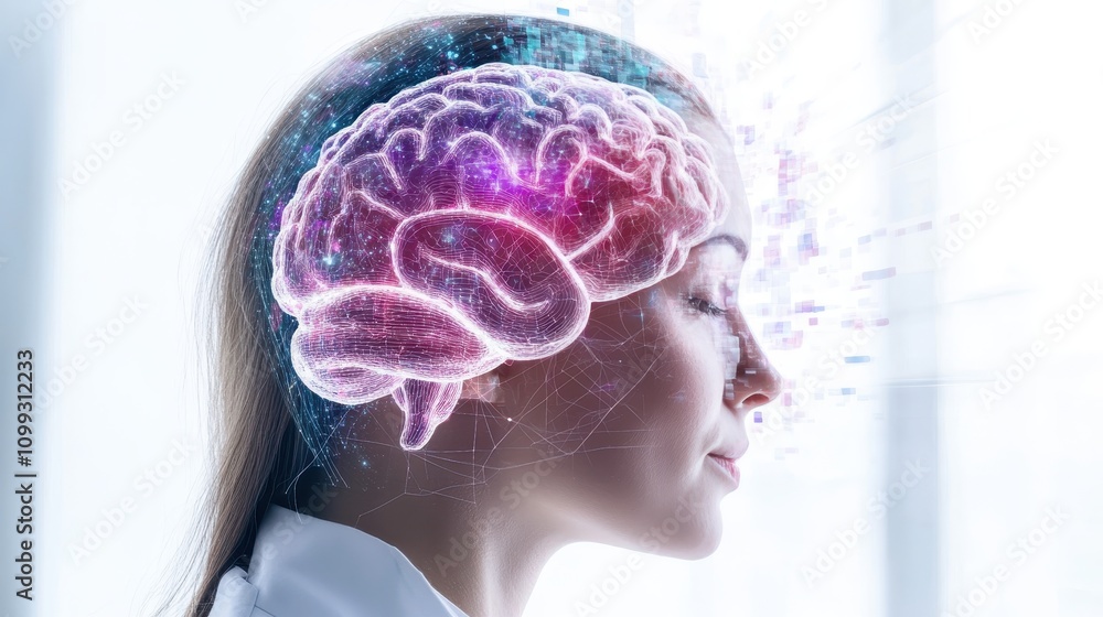 Fototapeta premium Human Brain Mind Neural Network AI Intelligence Technology Concept