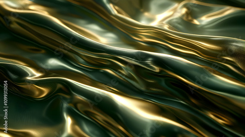 Golden Green Abstract 3D Background