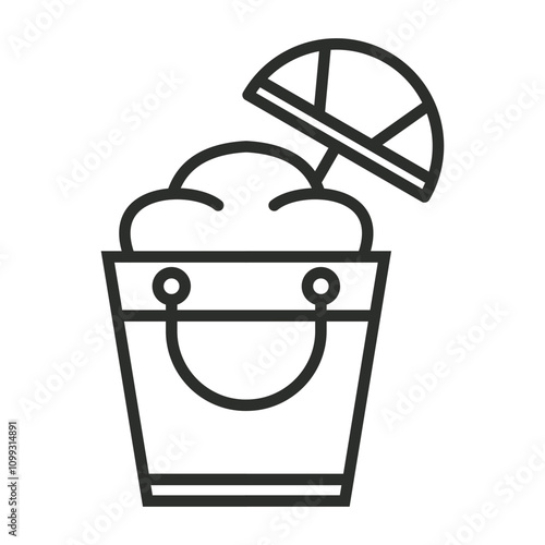 Sand bucket icon, Summer game outline icon, editable vector illustration and transparent graphic element. Isolated on white background