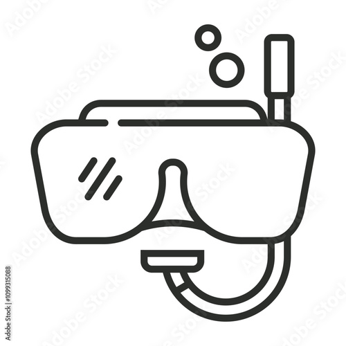 Scuba icon, Summer game outline icon, editable vector illustration and transparent graphic element. Isolated on white background