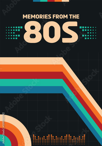 Creative poster 80s 90s retro design using vibrant vector shapes in a style. Perfect for retro-inspired banners, festival posters, and modern media covers